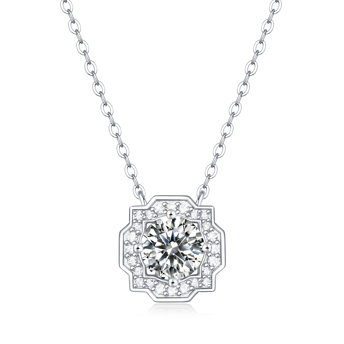 LANjewels Harry Halo Moissanite Pendant Necklaces 1.0ct