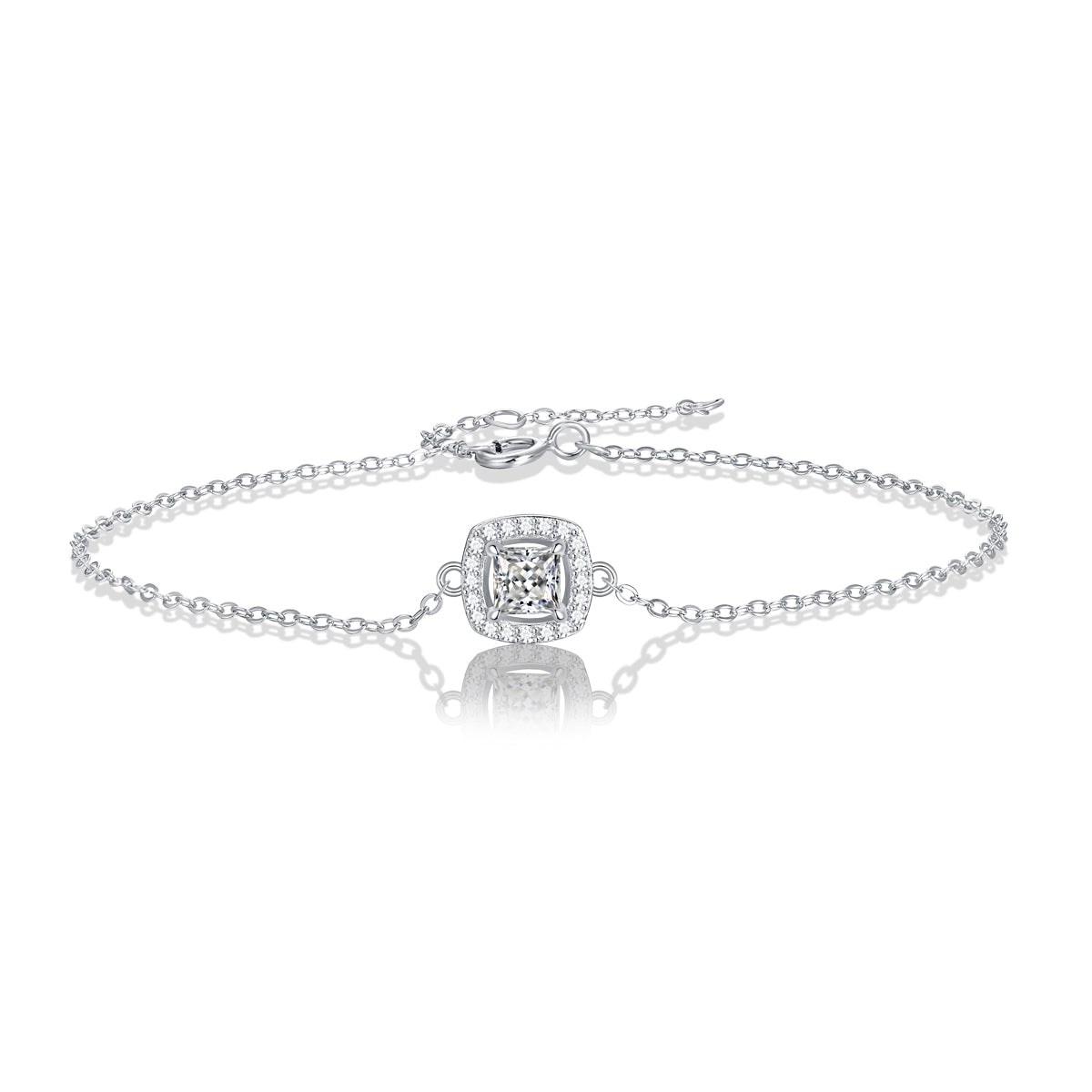 Lanjewels Square Halo Moissanite Bracelet 0.5ct