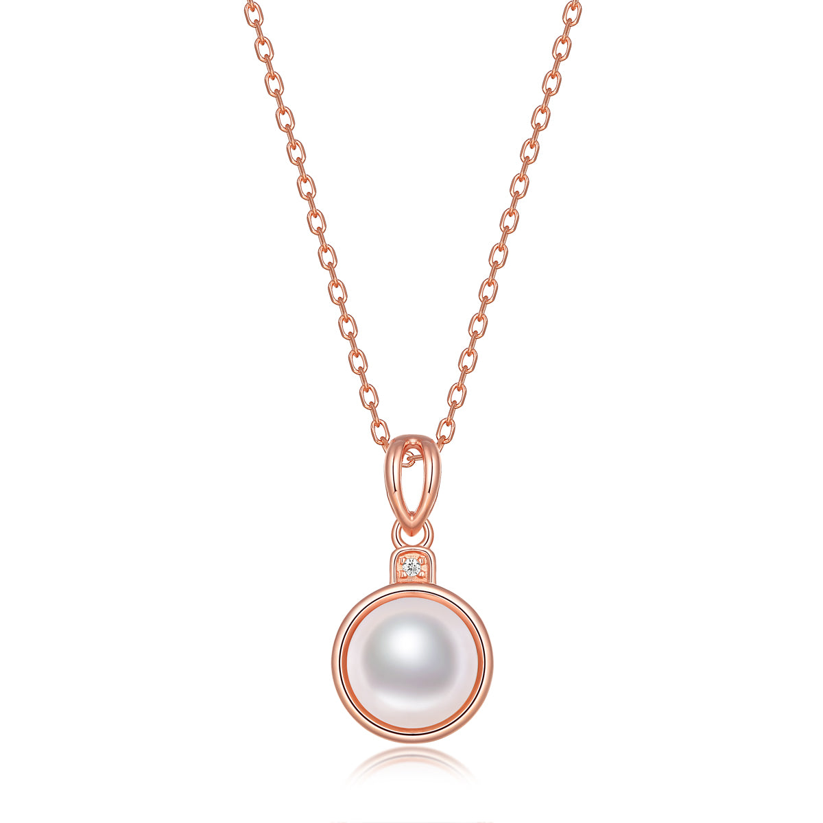 LANjewels Bezel Setting Rose Gold Plated Pearl Pendant Necklaces