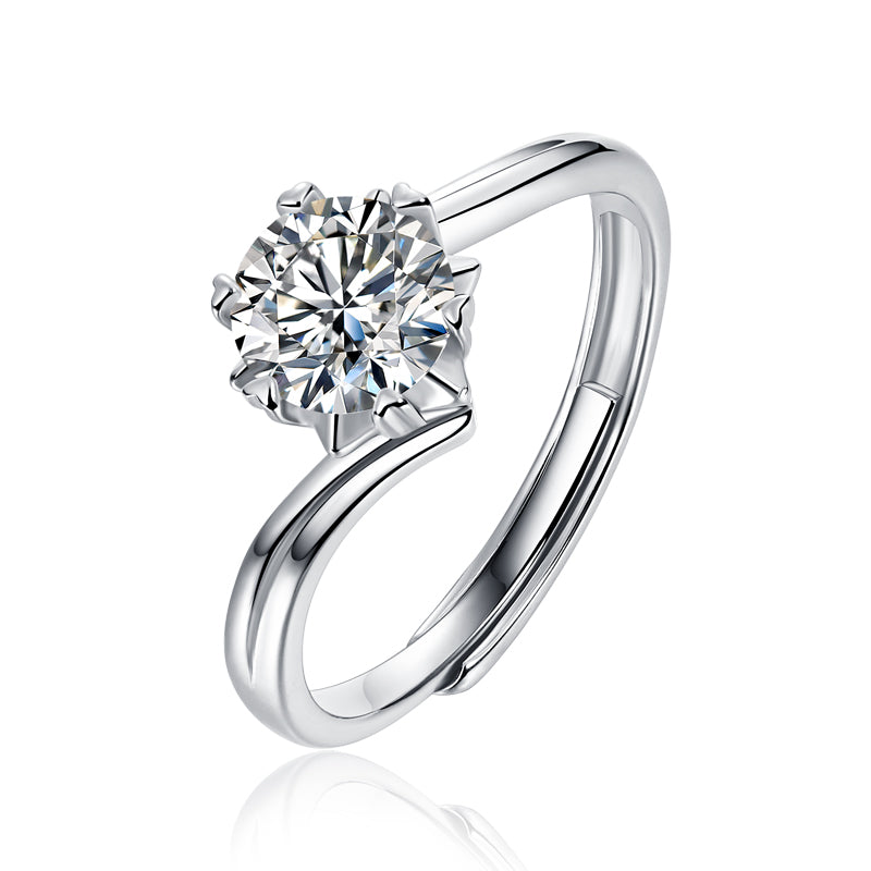 LANjewels Snowflake Twisted Moissanite Engagement Ring