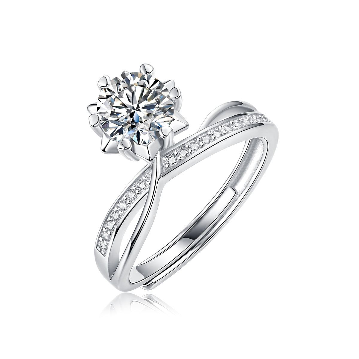 LANjewels Crown Snowflake Moissanite Engagement Ring 1.0 ct