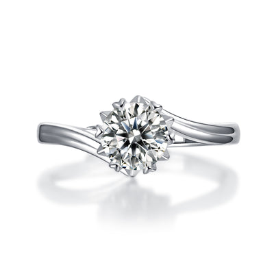 LANjewels Snowflake Twisted Moissanite Engagement Ring