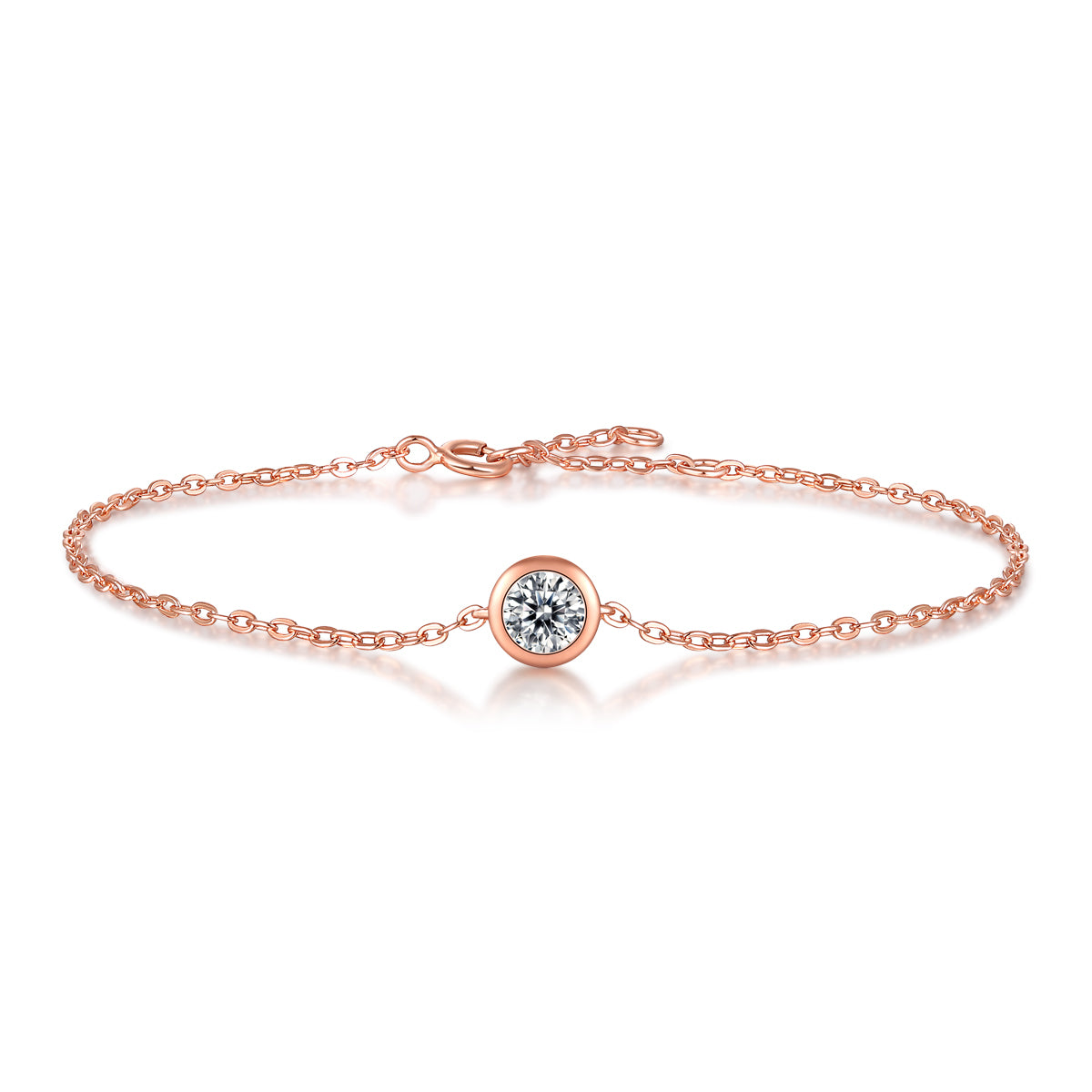 Lanjewels Bezel Setting Rose Gold Plated Moissanite Bracelet 0.5 ct