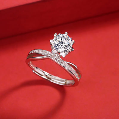 LANjewels Crown Snowflake Moissanite Engagement Ring 1.0 ct