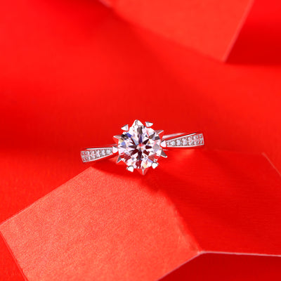 LANjewels Classic Snowflake Moissanite Engagement Ring 1.0 ct