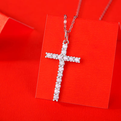 LANjewels Cross Moissanite Pendant Necklaces 0.9ct