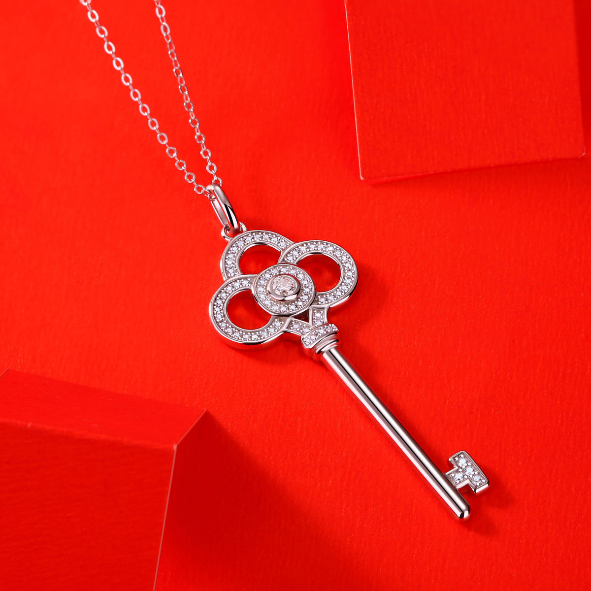 LANjewels Sincere Key Moissanite Pendant Necklaces