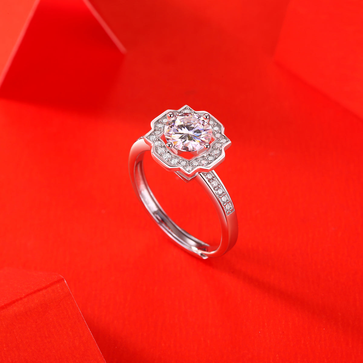 LANjewels Harry Halo Moissanite Engagement Ring 1.0 ct