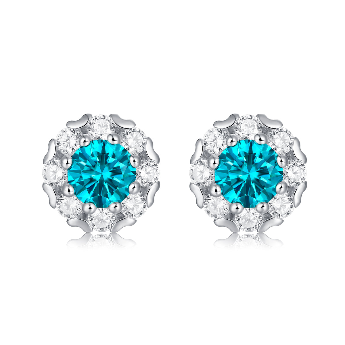 LANjewels Stunning Halo Blue Moissanite Stud Earrings (1.0 ct.tw.)