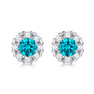 LANjewels Stunning Halo Blue Moissanite Stud Earrings (1.0 ct.tw.)