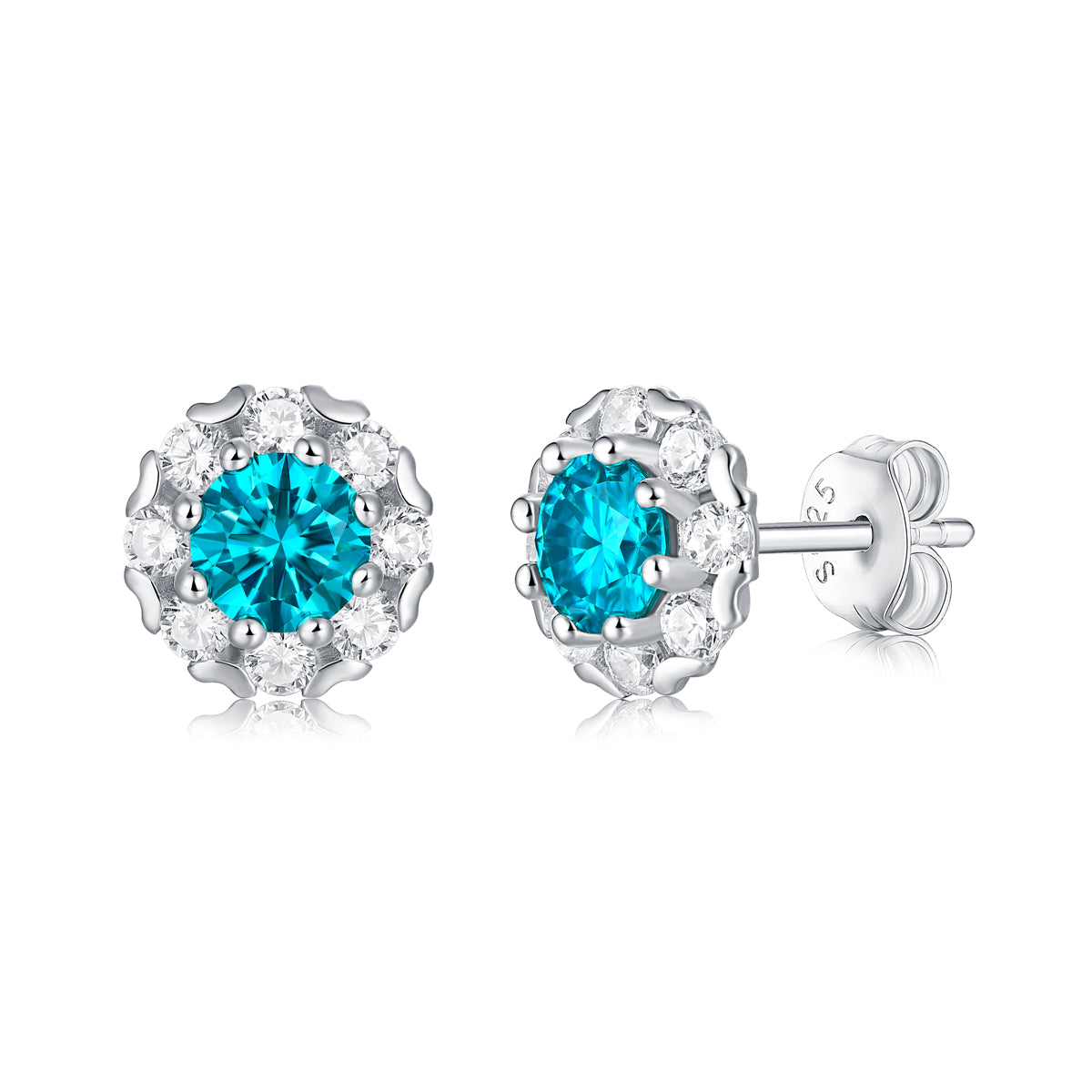 LANjewels Stunning Halo Blue Moissanite Stud Earrings (1.0 ct.tw.)