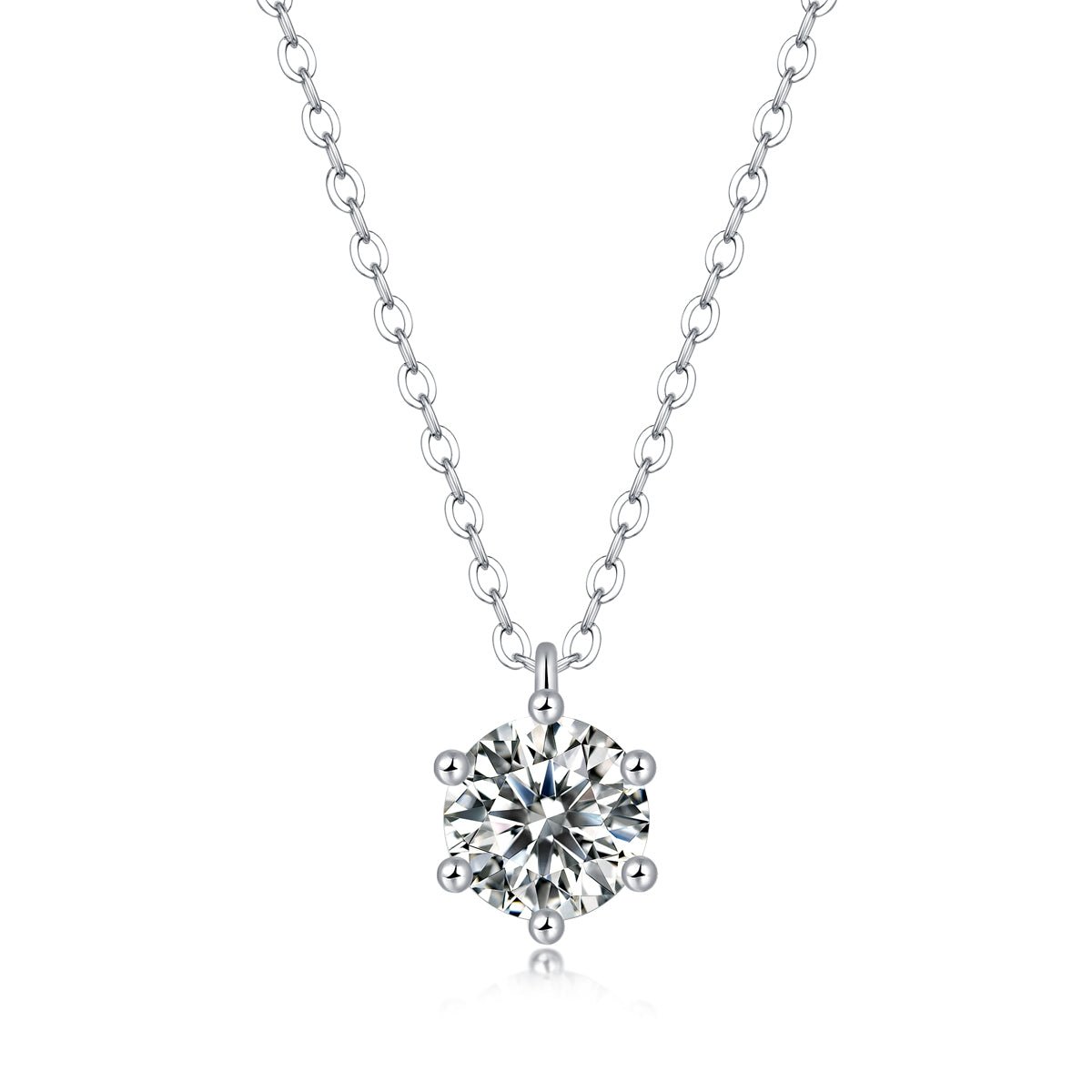 LANjewels Simplicity Six-Prong Moissanite Pendant Necklaces 1.0ct