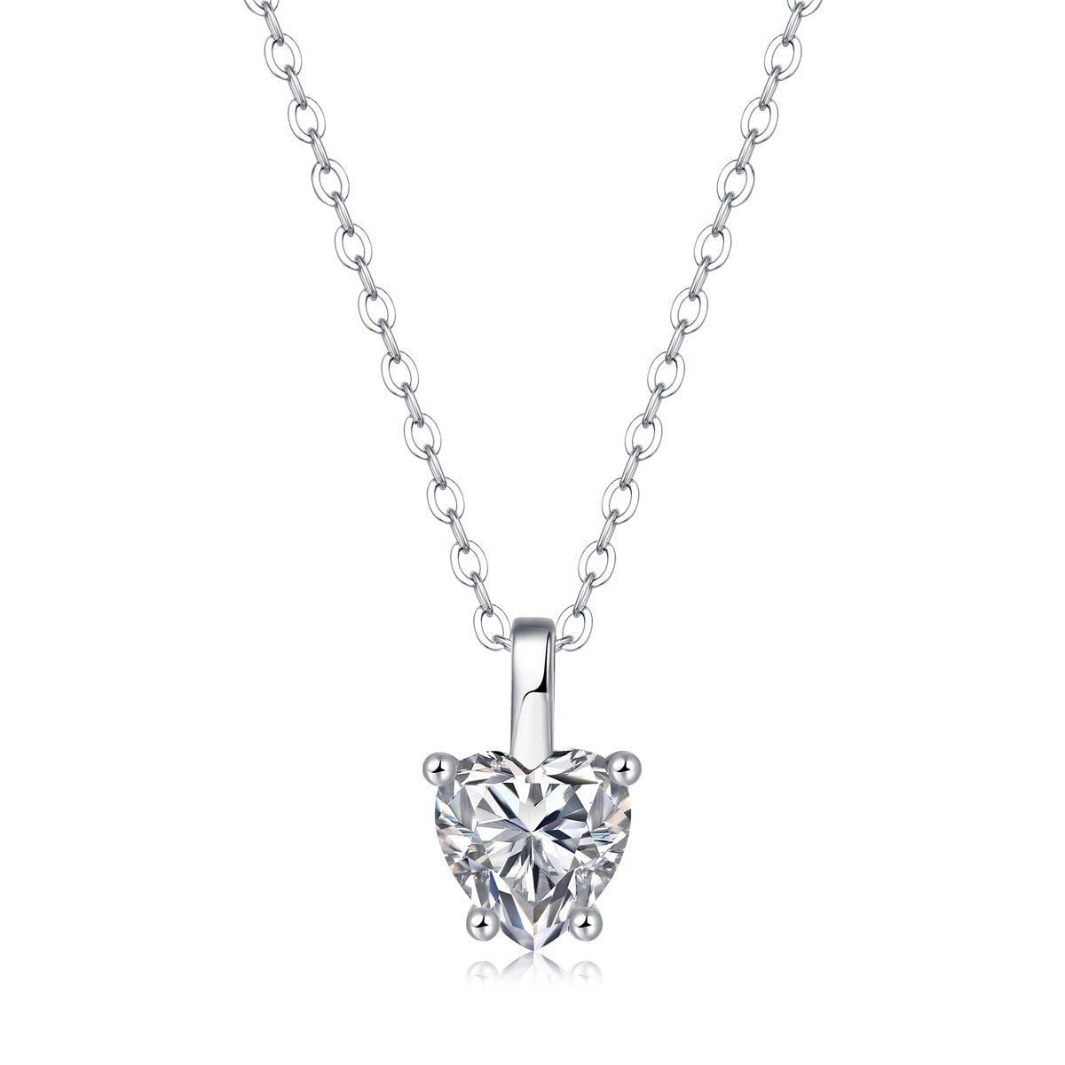 LANjewels Love Heart Cut Moissanite Pendant Necklaces 1.0 ct