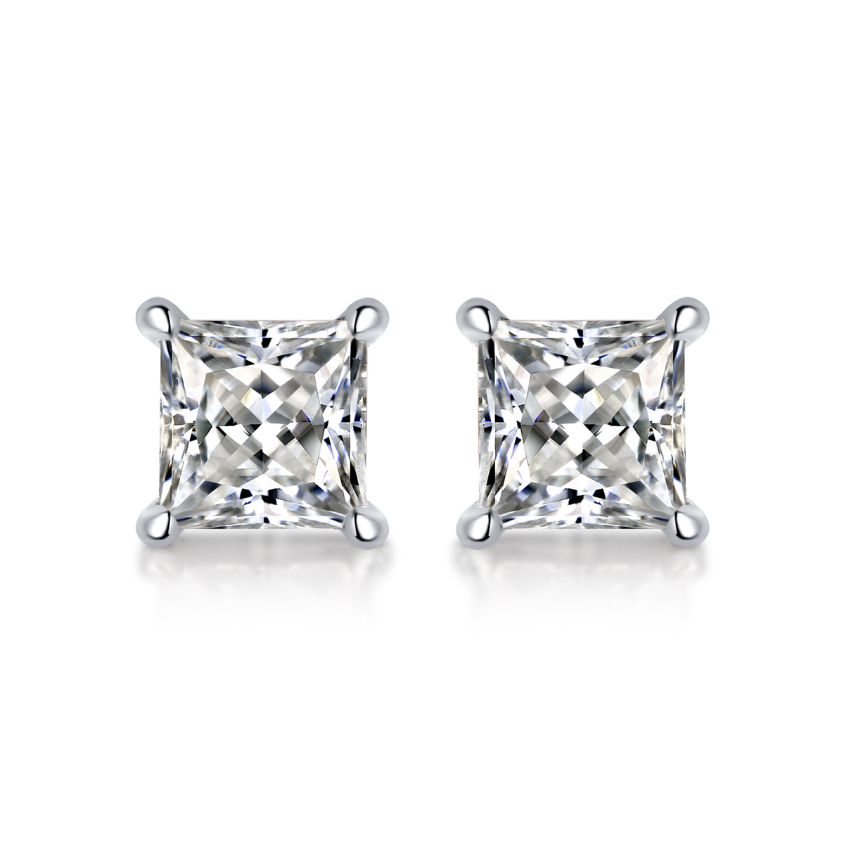 LANjewels Princess Shape Moissanite Stud Earrings (1.0 ct.tw.)