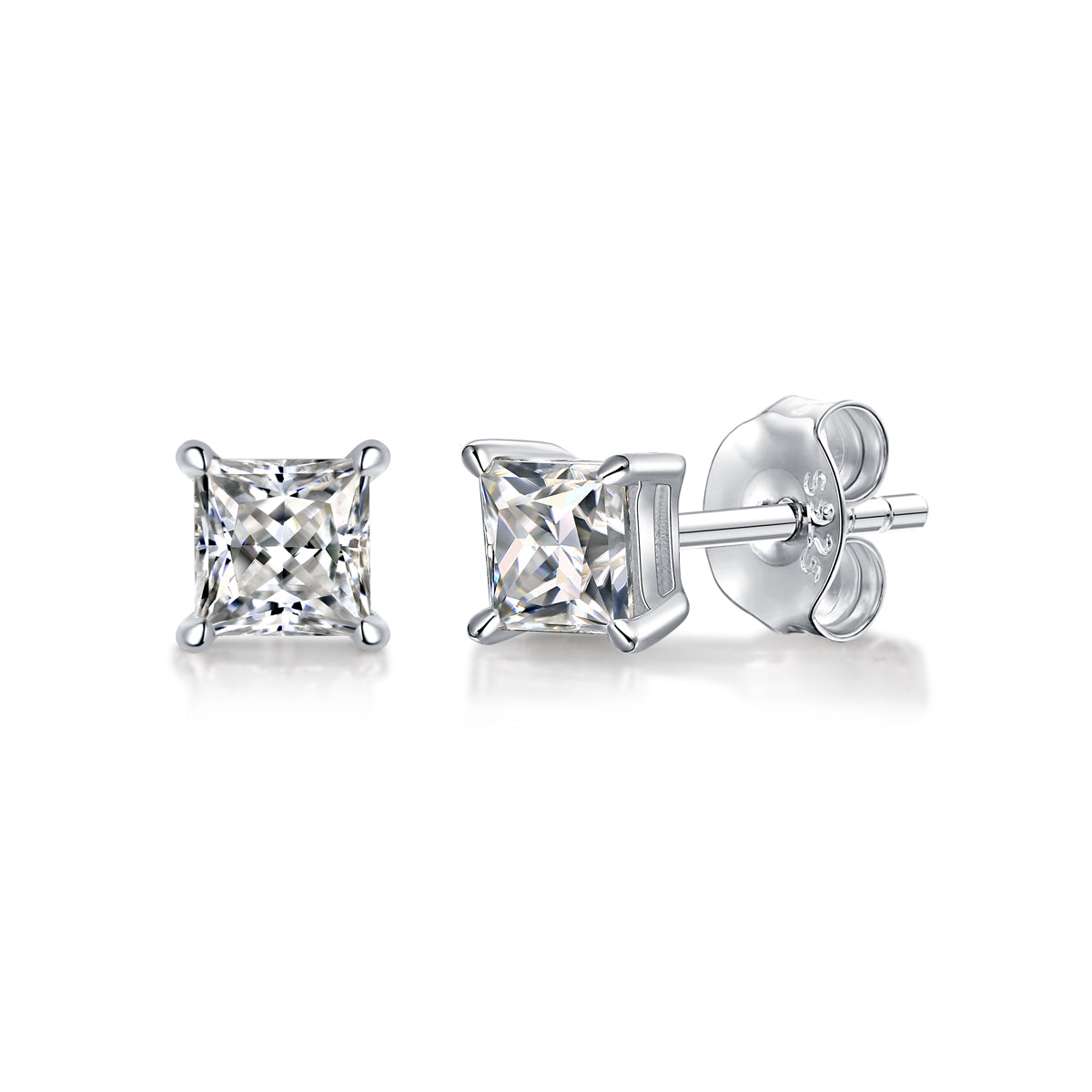 LANjewels Princess Shape Moissanite Stud Earrings (1.0 ct.tw.)