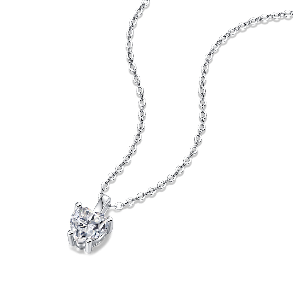 LANjewels Love Heart Cut Moissanite Pendant Necklaces 1.0 ct