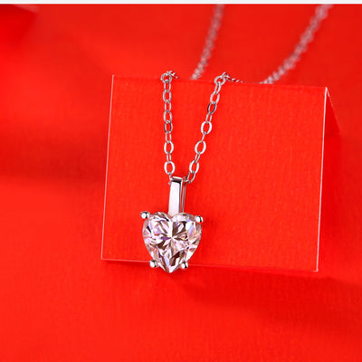 LANjewels Love Heart Cut Moissanite Pendant Necklaces 1.0 ct