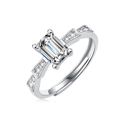 LANjewels Luxury Emerald Cut Moissanite Engagement Ring 1.0 ct