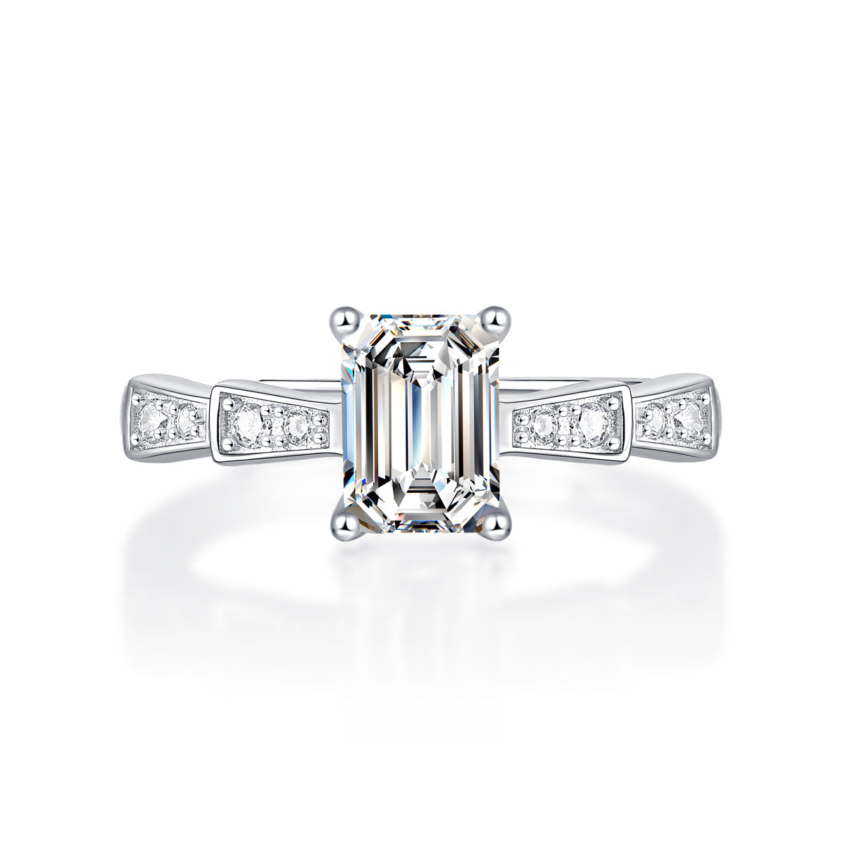 LANjewels Luxury Emerald Cut Moissanite Engagement Ring 1.0 ct