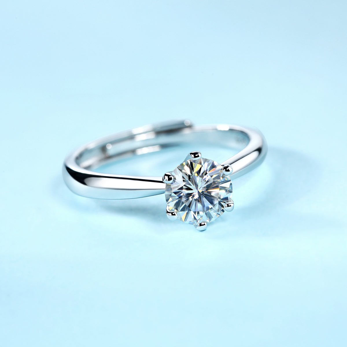 LANjewels Classic Six-Prong Moissanite Engagement Ring