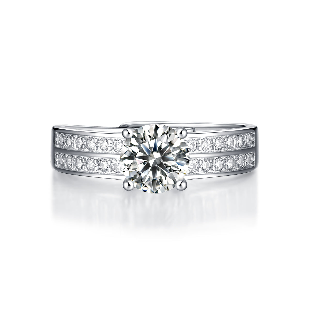 LANjewels Luxe Halo Moissanite Engagement Ring 1.0 ct