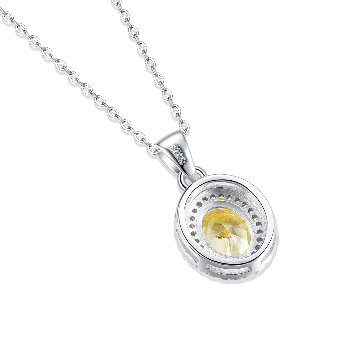 LANjewels Oval Halo Yellow Lab Grown Diamond Necklaces 4.0 ct