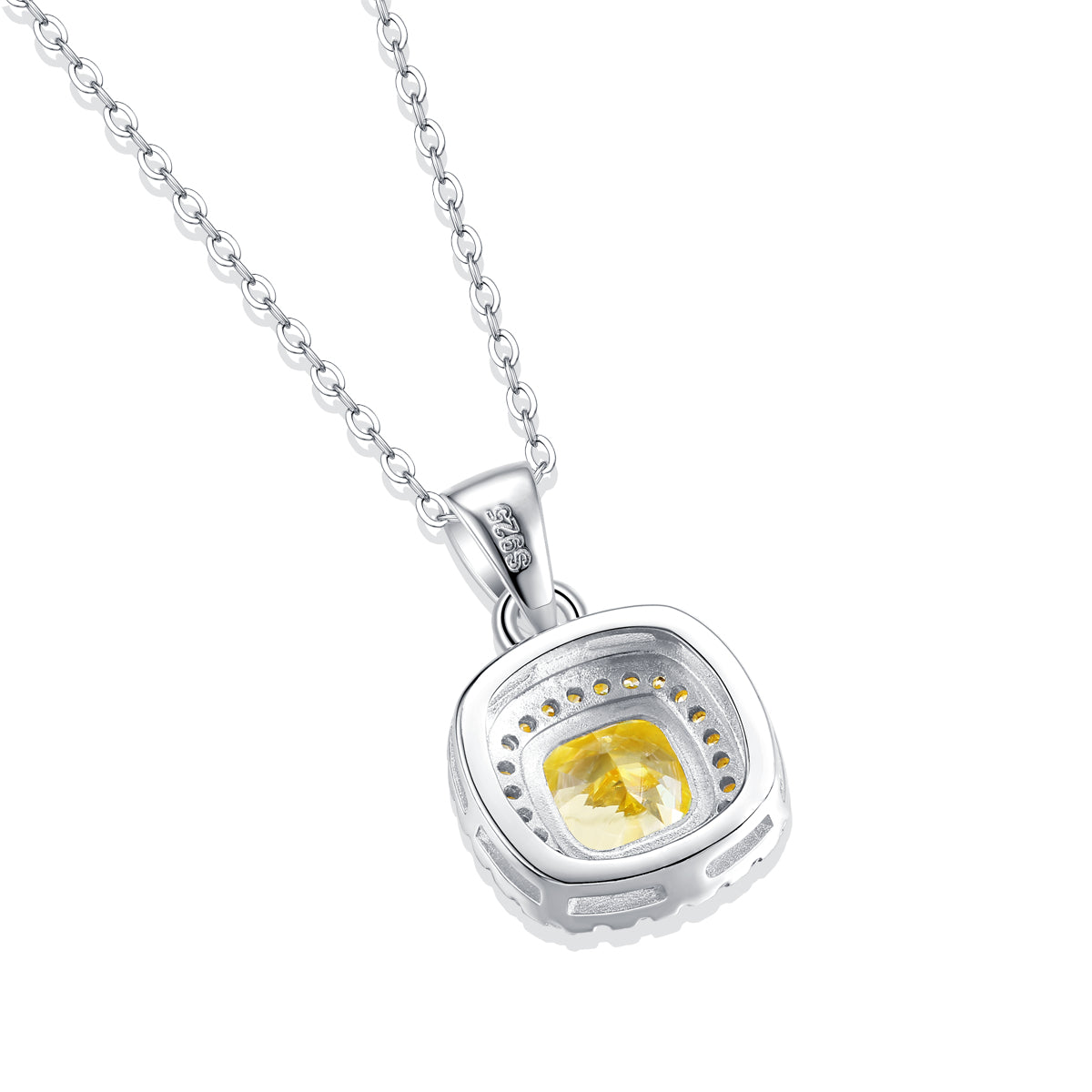 LANjewels Halo Cushion Yellow Lab Grown Diamond Necklaces 4.0 ct