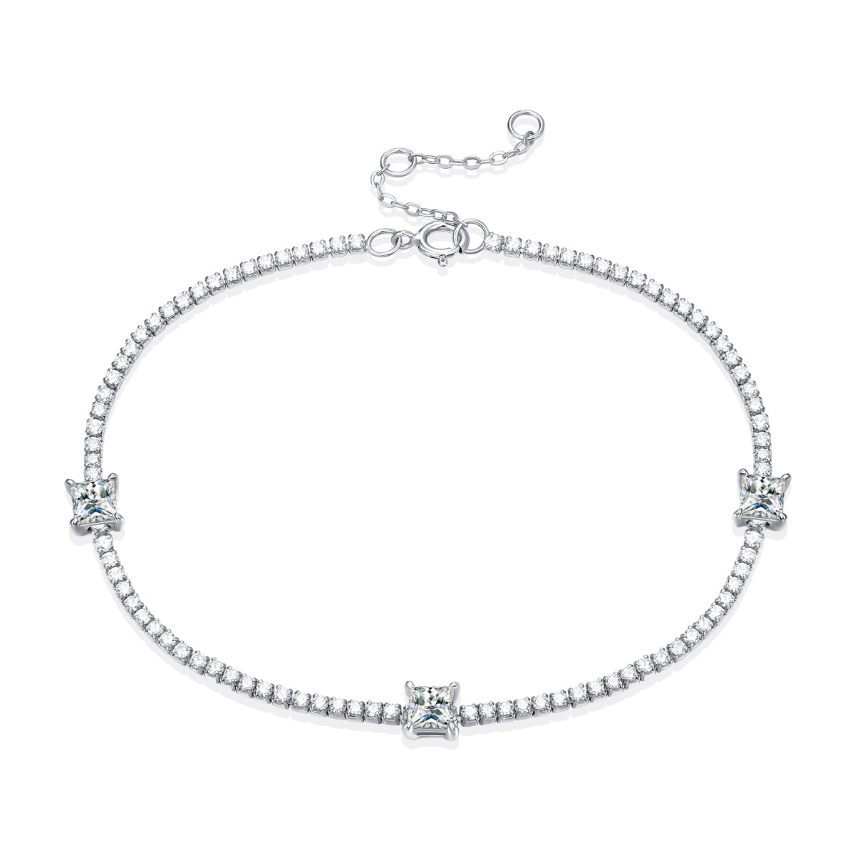 Lanjewels Princess Moissanite Tennis Bracelet 1.5 ct.tw.