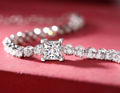 Lanjewels Square Princess Moissanite Tennis Bracelet 1.0 ct