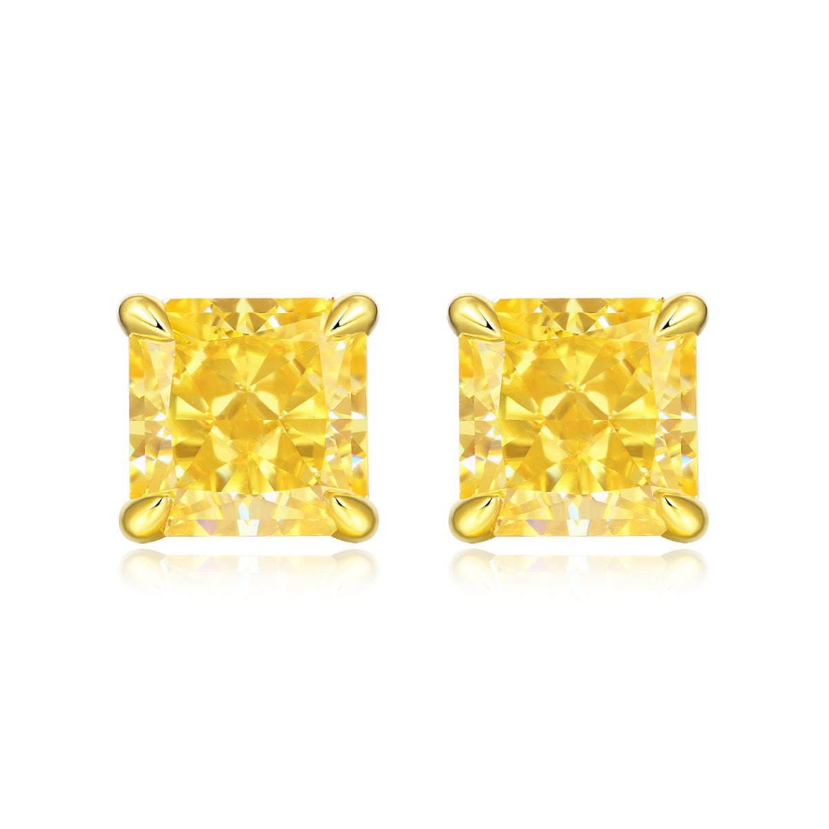 LANjewels Princess Yellow Lab Grown Diamond Stud Earrings (8.6 ct.tw.)