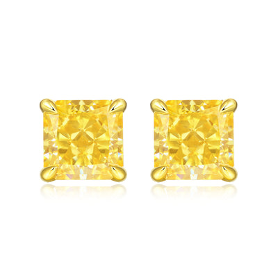 LANjewels Princess Yellow Lab Grown Diamond Stud Earrings (8.6 ct.tw.)