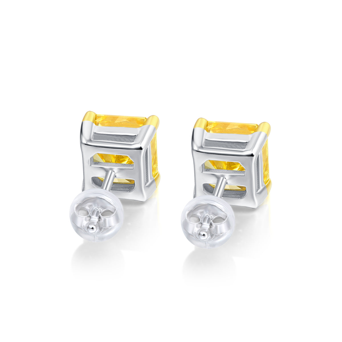 LANjewels Princess Yellow Lab Grown Diamond Stud Earrings (8.6 ct.tw.)