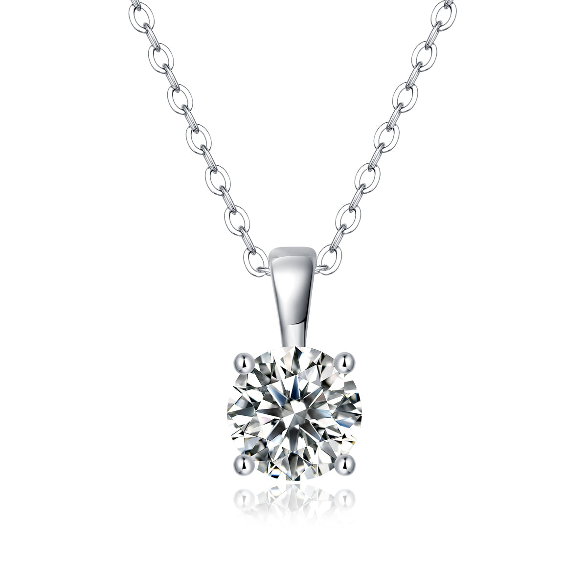 LANjewels Four-Prong Moissanite Pendant Necklaces 1.0ct