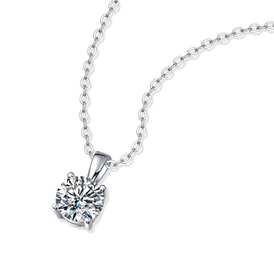 LANjewels Four-Prong Moissanite Pendant Necklaces 1.0ct