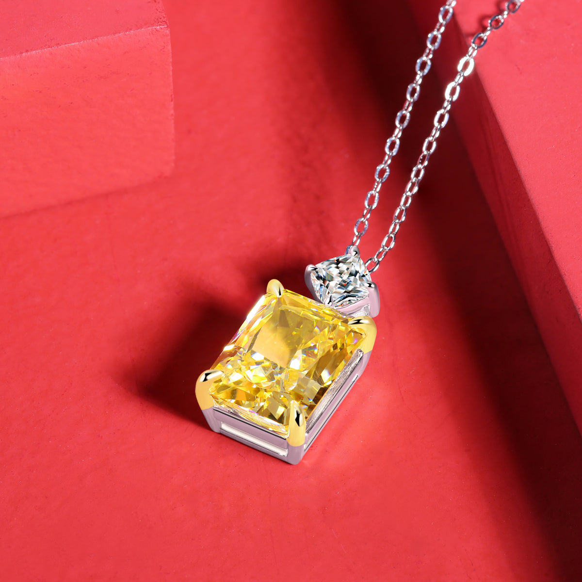 LANjewels Retro Yellow Lab Grown Diamond Necklaces 5.4 ct