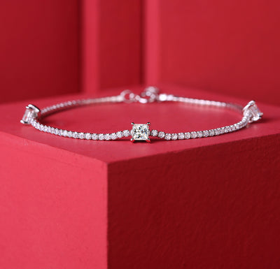 Lanjewels Princess Moissanite Tennis Bracelet 1.5 ct.tw.