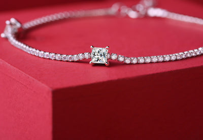 Lanjewels Princess Moissanite Tennis Bracelet 1.5 ct.tw.