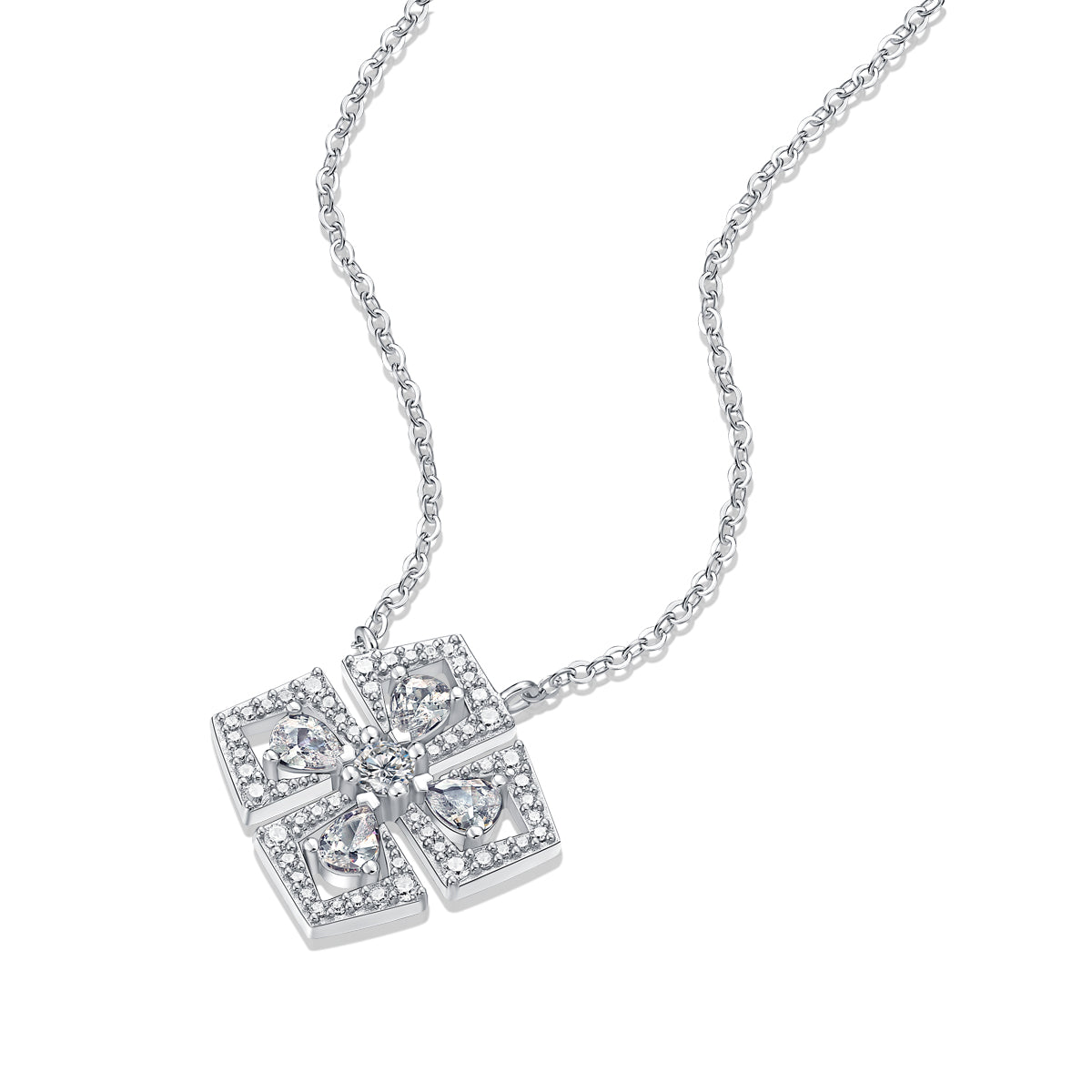 LANjewels Princess Shape Moissanite Pendant Necklaces 1.2ct