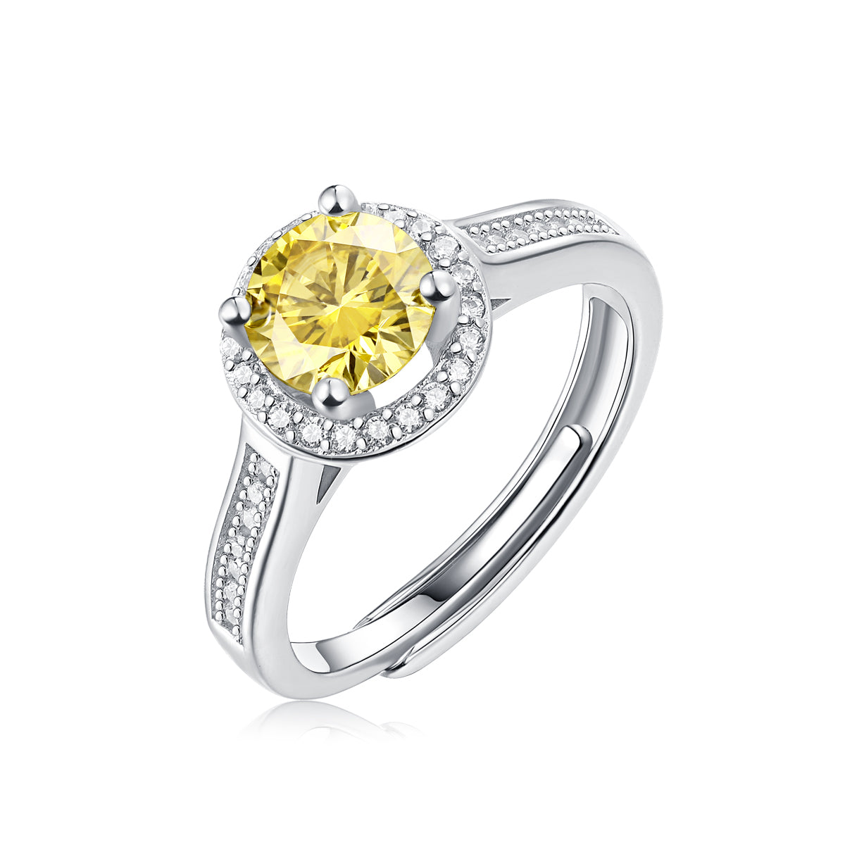 LANjewels Stunning Halo Yellow Moissanite Ring 1.0 ct