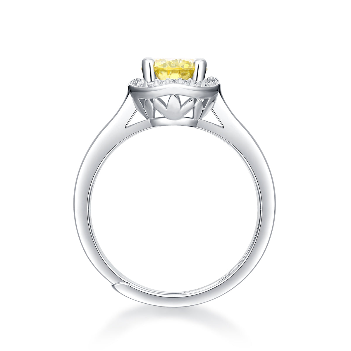 LANjewels Stunning Halo Yellow Moissanite Ring 1.0 ct