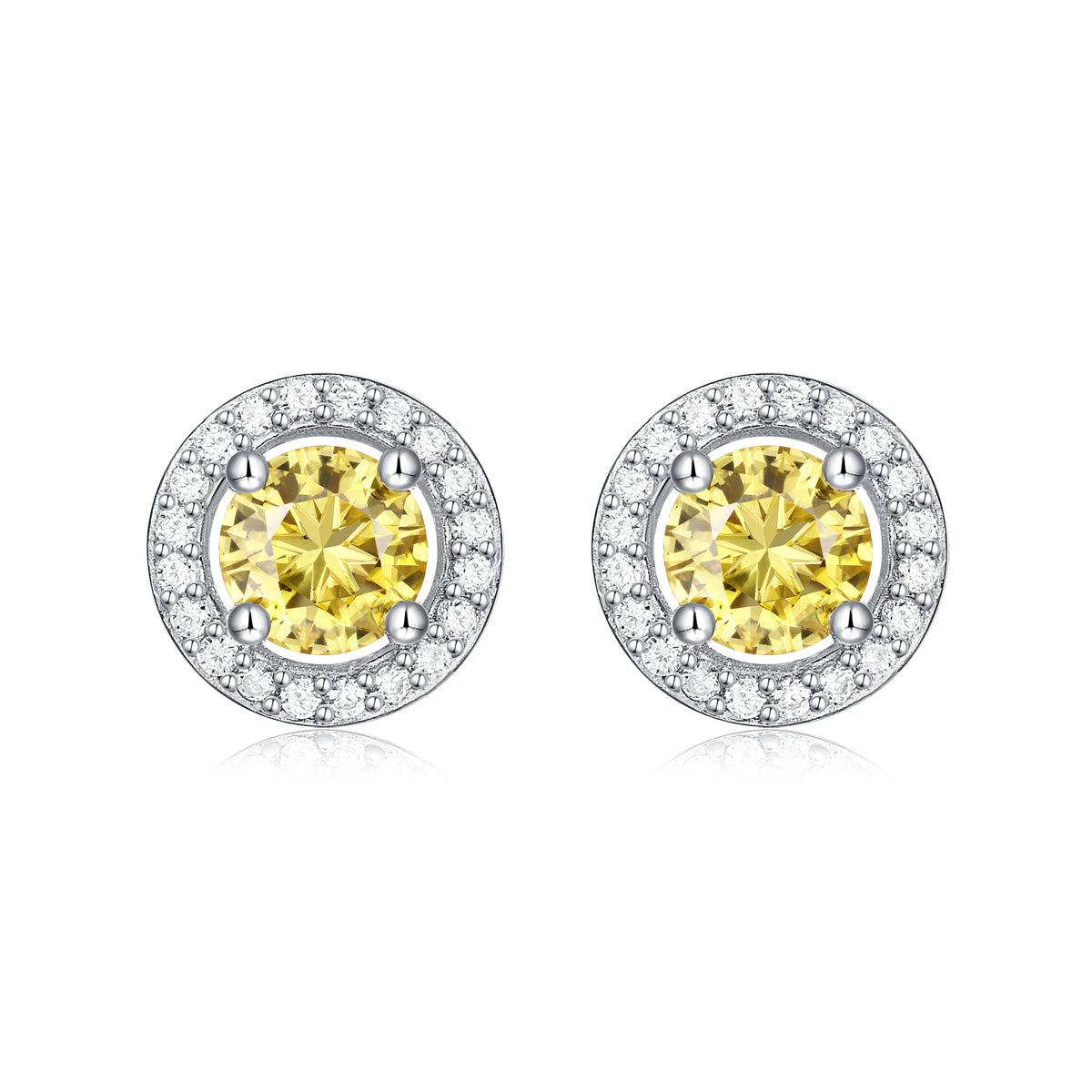 LANjewels Cute Halo Yellow Moissanite Stud Earrings (1.0 ct.tw.)