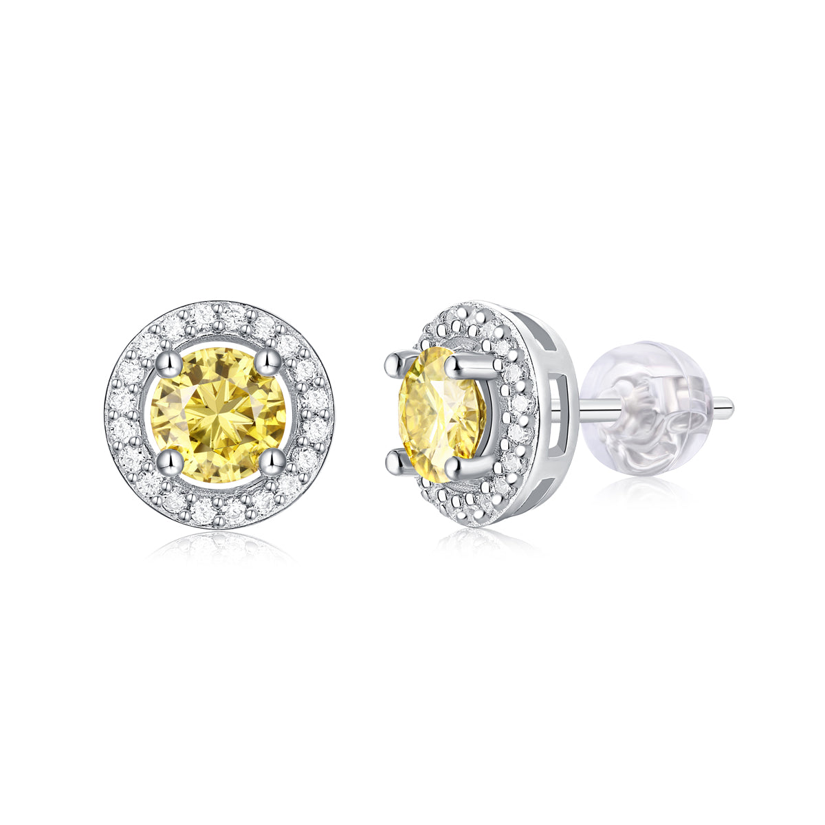 LANjewels Cute Halo Yellow Moissanite Stud Earrings (1.0 ct.tw.)