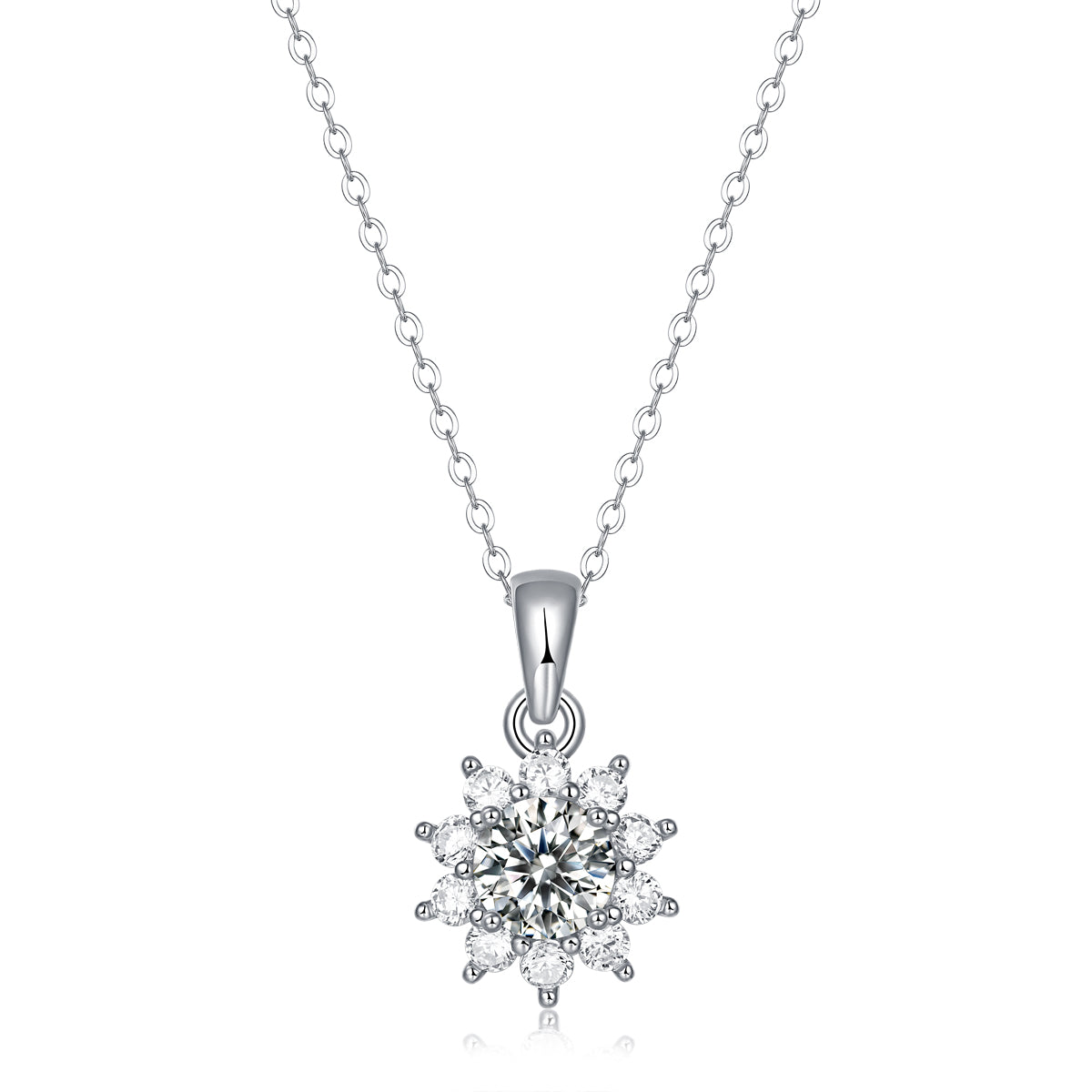 LANjewels Sunflower Moissanite Pendant Necklaces 1.0ct