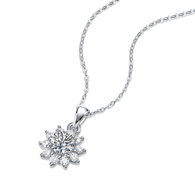 LANjewels Sunflower Moissanite Pendant Necklaces 1.0ct