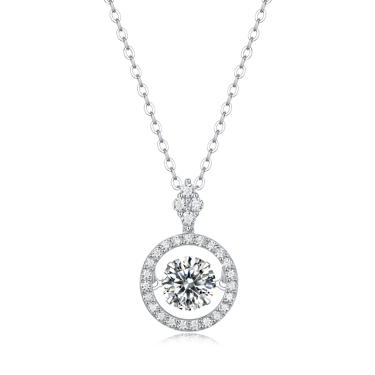 LANjewels Round Halo Moissanite Pendant Necklaces 1.0ct