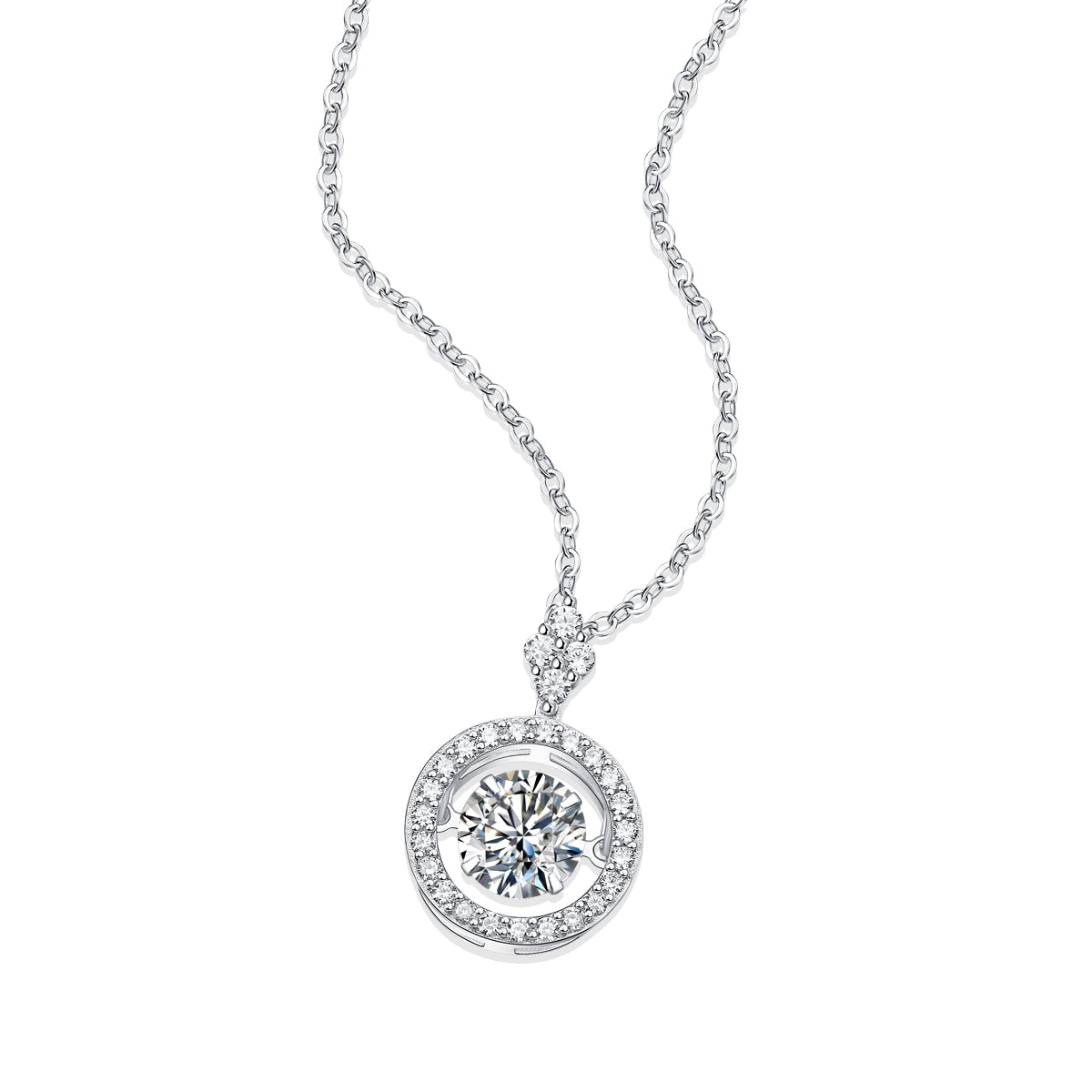 LANjewels Round Halo Moissanite Pendant Necklaces 1.0ct