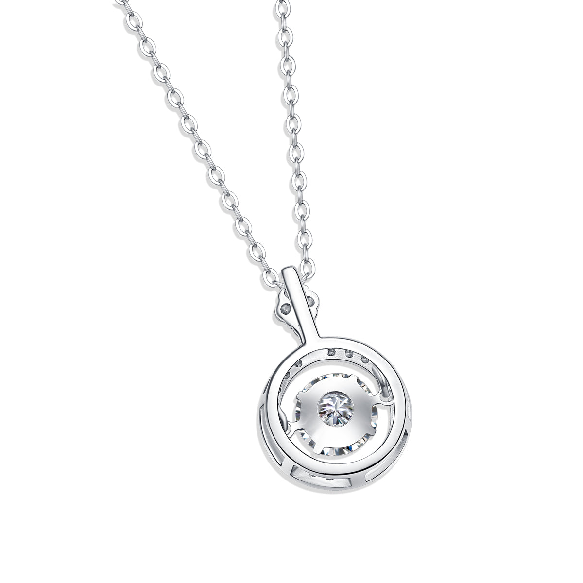 LANjewels Round Halo Moissanite Pendant Necklaces 1.0ct