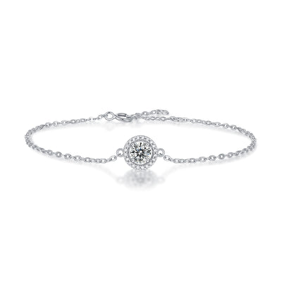 Lanjewels Round Halo Moissanite Tennis Bracelet 0.5ct