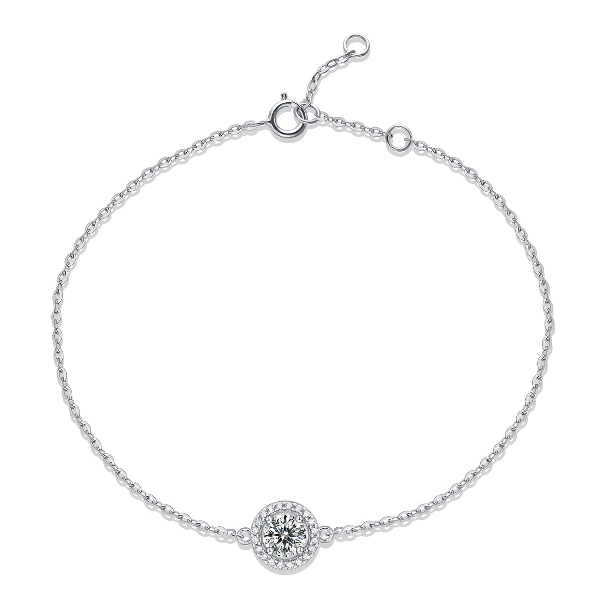 Lanjewels Round Halo Moissanite Tennis Bracelet 0.5ct