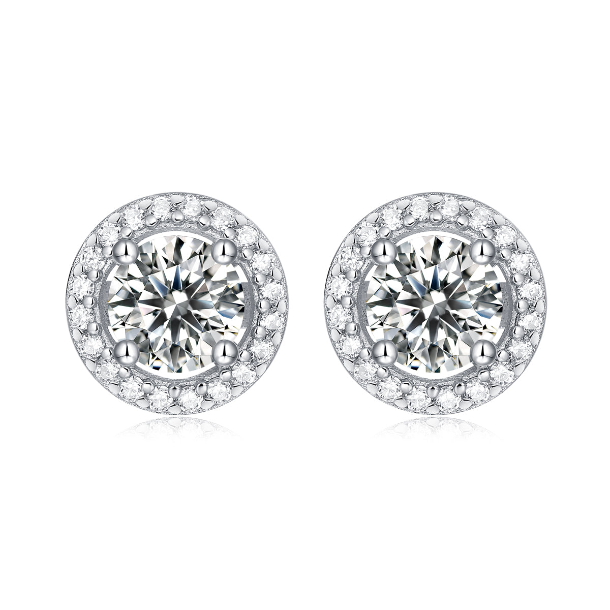 LANjewels Halo Moissanite Stud Earrings (1.0 ct.tw.)